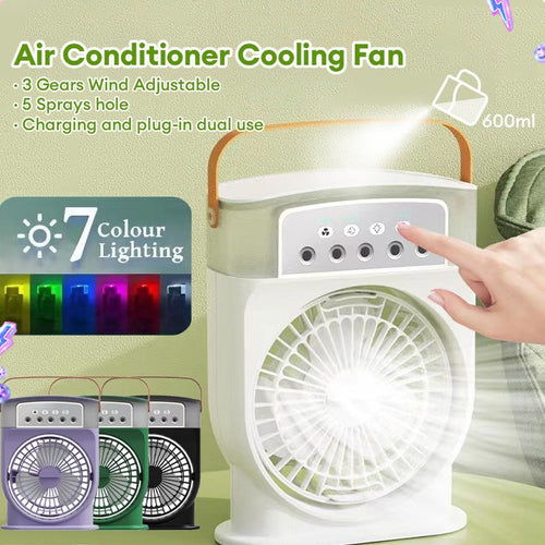 ChillGlow 600 LED mist air cooler in black — 600mL tank with 7 colour ambient light