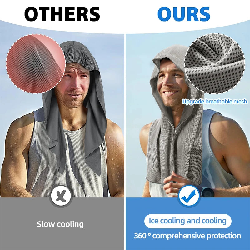 ChillGlow Cooling Hood in grey — rechargeable wearable cooling towel for gym and fitness