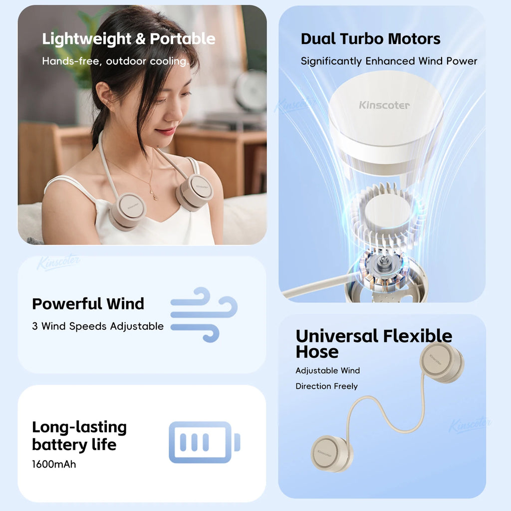 ChillGlow Neck Fan — Hands-Free Bladeless Personal Cooler