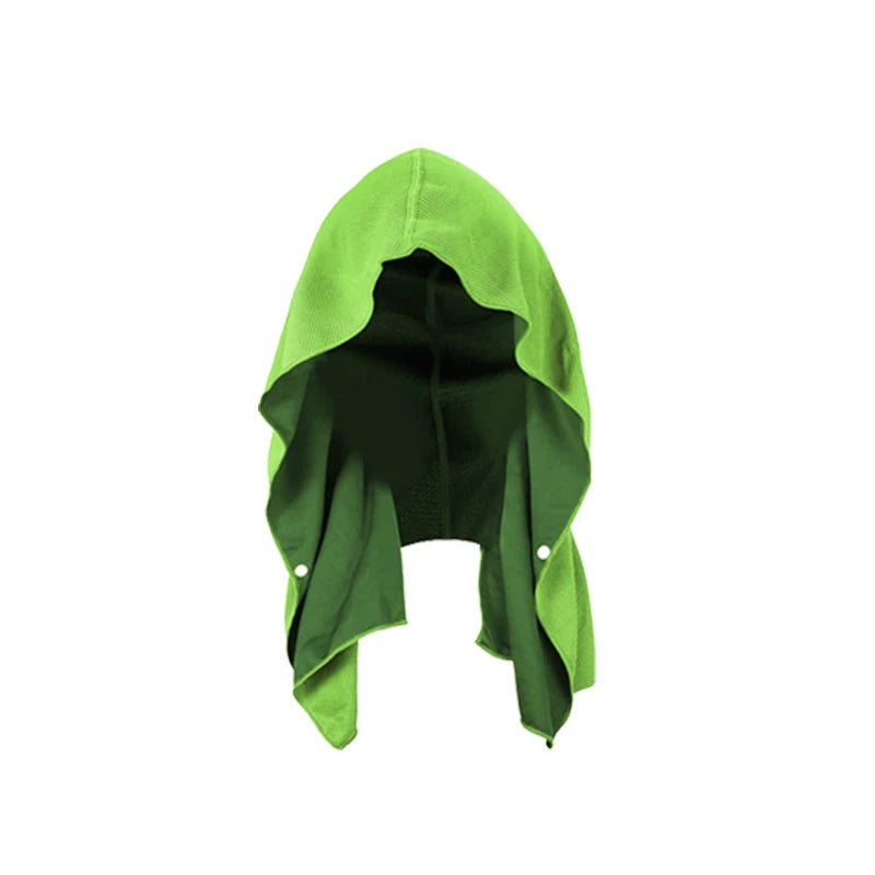 ChillGlow Cooling Hood in blue — instant cool wearable towel for festivals and sport