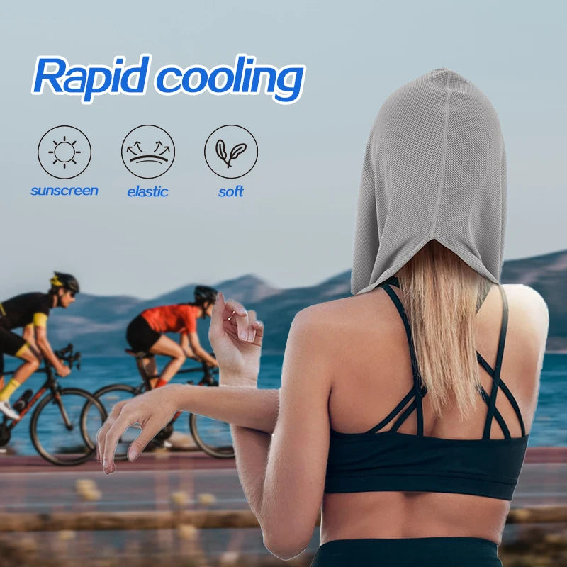 ChillGlow Cooling Hood comparison — hood design vs flat towel, stays in place